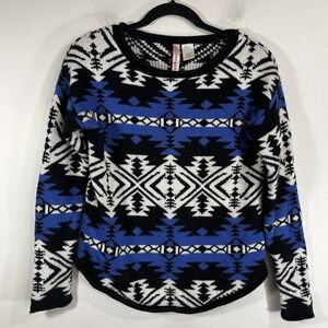 Confess Blue Cozy‎ Aztec South-Western Geometric Sweater Women's Small